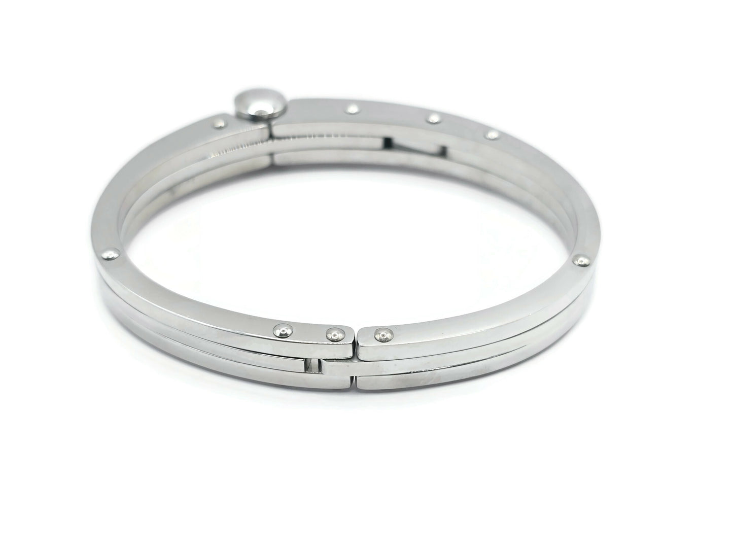 HANDCUFF STAINLESS STEEL WRISTBAND MEN'S JEWELLERY BRACELET SILVER - steelstyle33