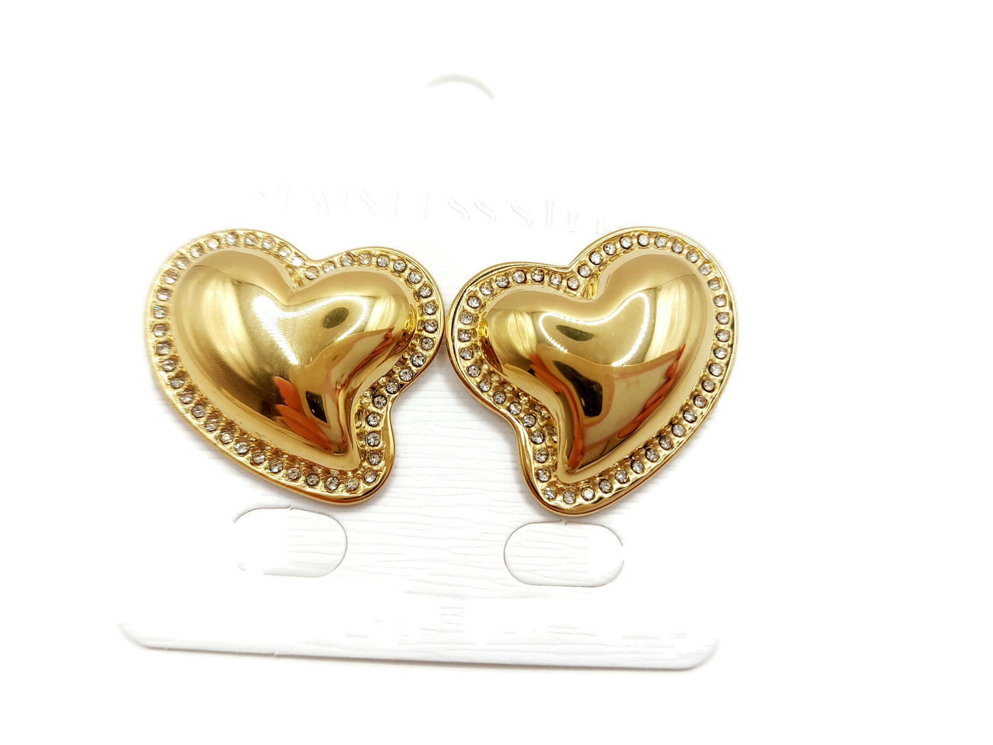Heart earrings, 18k Gold Plated, waterproof Gold Earrings, heart earrings with Zirconia,studs earrings, fashion jewellery, gift steelstyle33