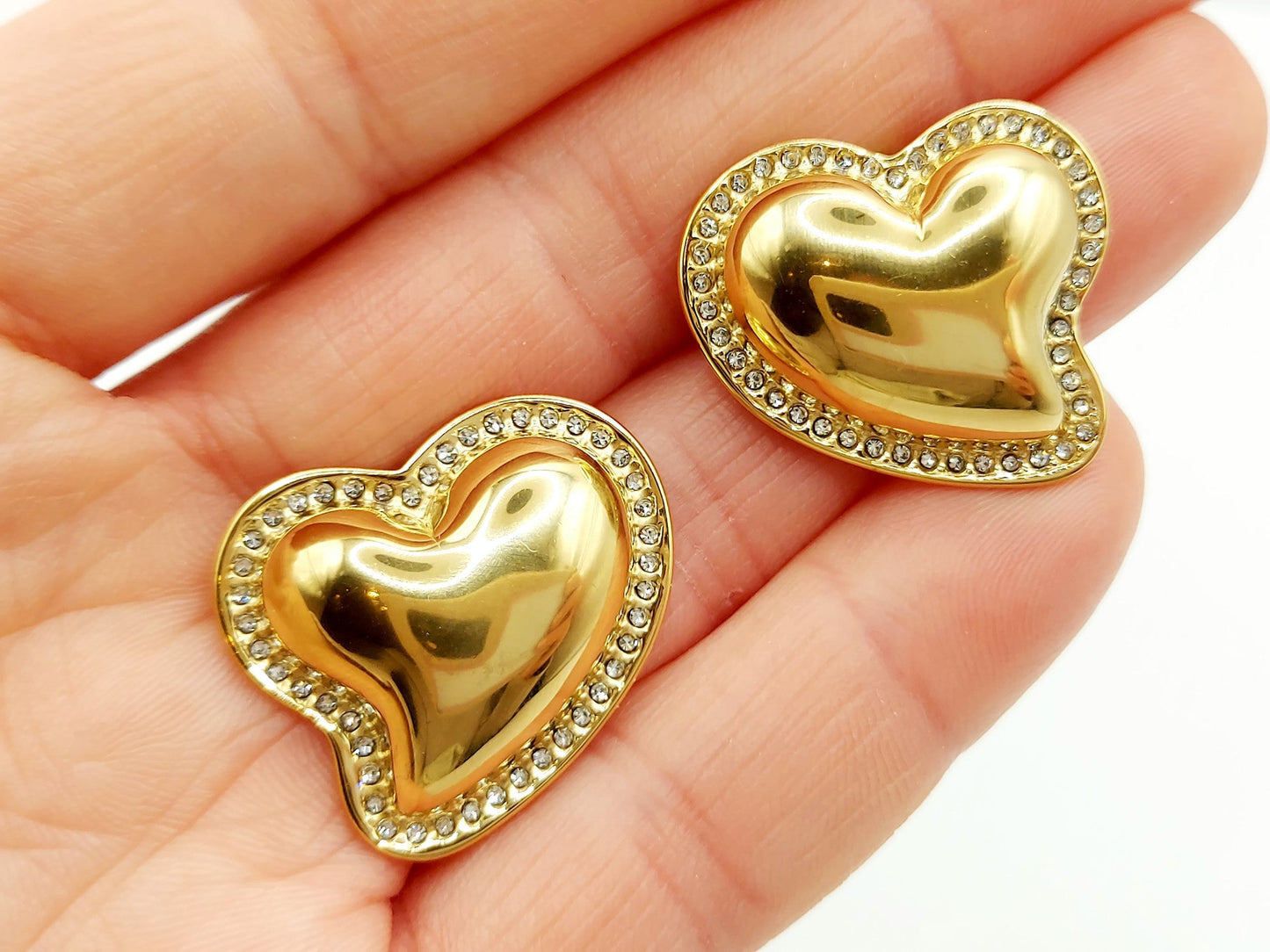 Heart earrings, 18k Gold Plated, waterproof Gold Earrings, heart earrings with Zirconia,studs earrings, fashion jewellery, gift steelstyle33