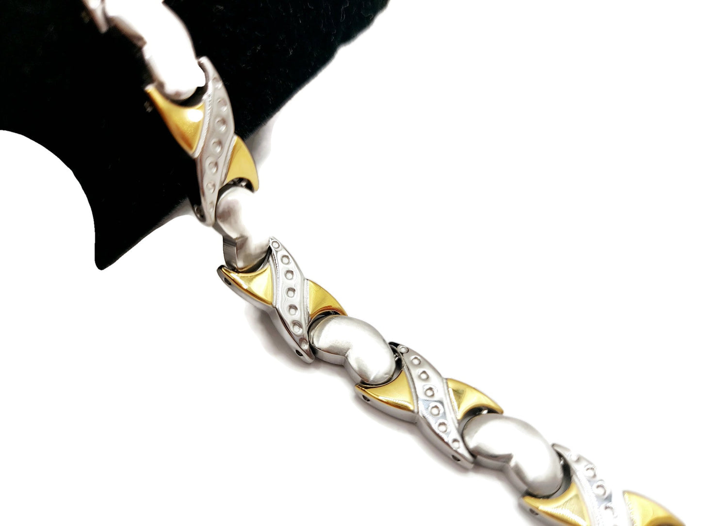 Elegant Women's Biomagnetic Bracelet with Hearts silver/gold stainless steel Steelstyle33