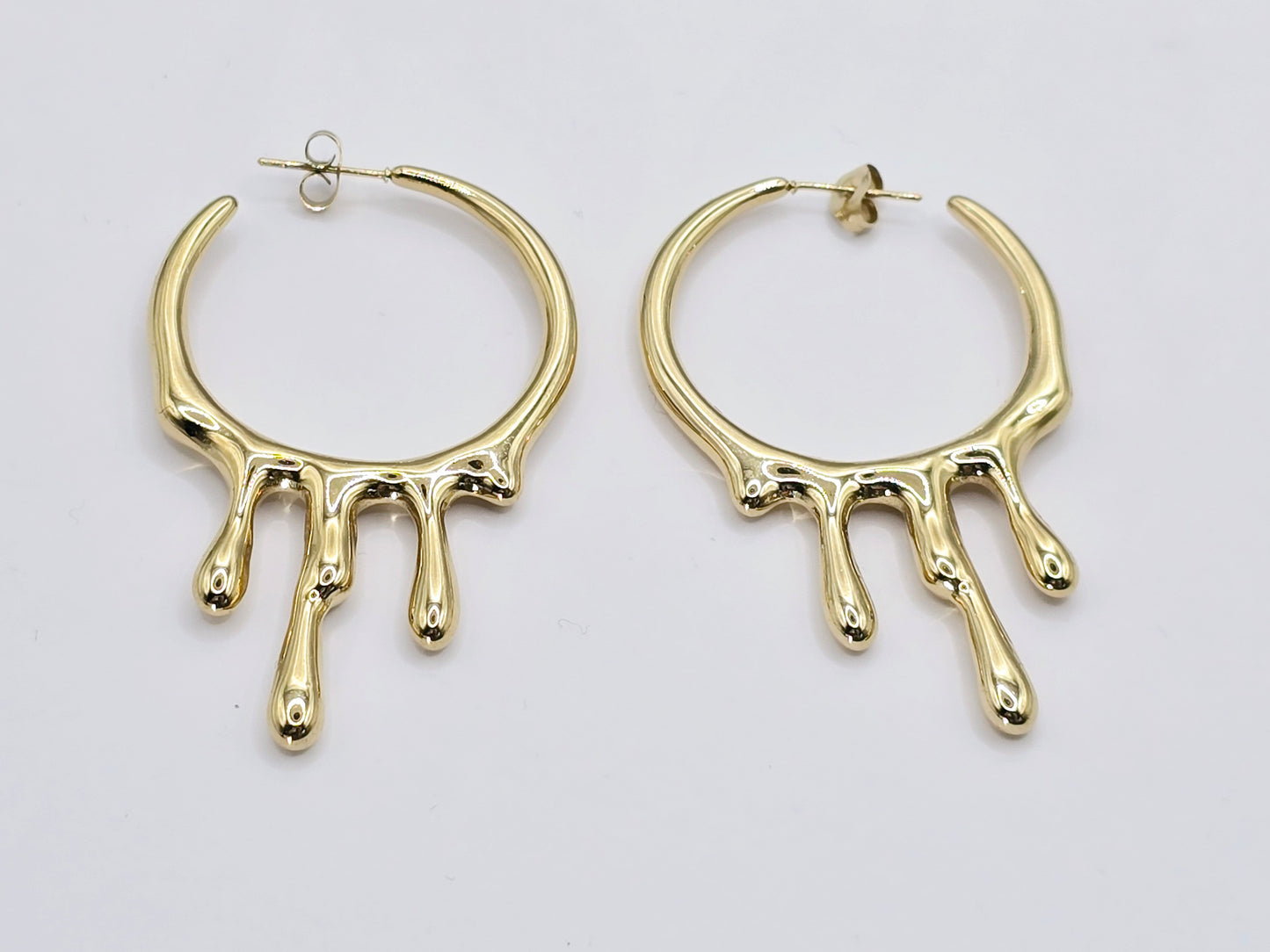 Sliming 18k Gold Plated Waterproof Hoop Stud Earrings - Stainless Steel Fashion Jewelry for Women steelstyle33