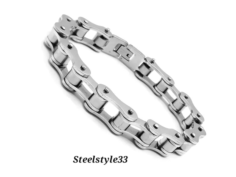 10mm larege biker GOTHIC stainless steel bike chain bracelet Steelstyle33