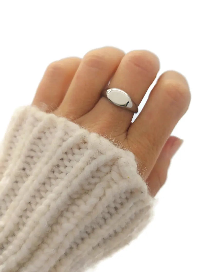 Stainless Steel Gold Round  Signet  Polished Mens Womens Different Sizes Available (Copy) steelstyle33