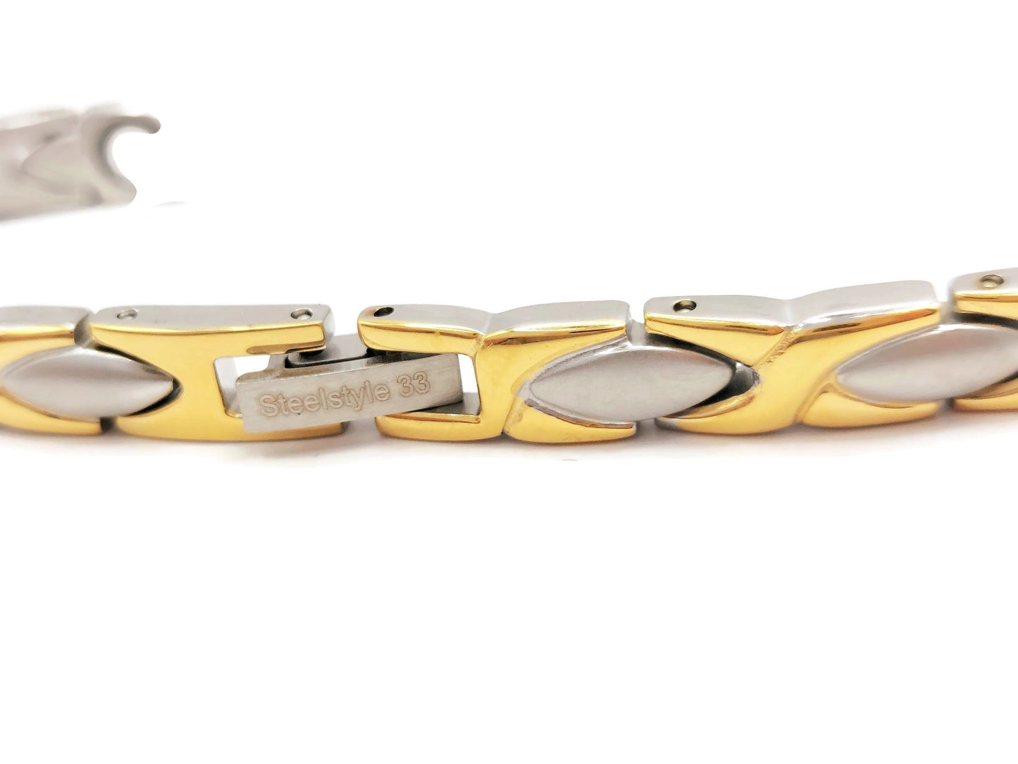 Elegant Women's Biomagnetic Braided Bracelet with silver/gold In Stainless Steel Steelstyle33