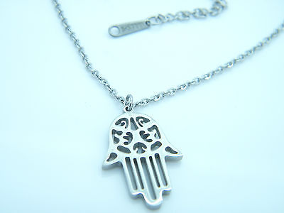 WOMEN"S MEN'S SILVER STAINLESS STEEL 316L PENDANT NECKLACE FATIMA'S HAND Unbranded