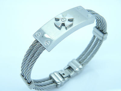 HIGH QUALITY HANDCUFF STAINLESS STEEL CROSS DESIGN WRISTBAND S1 none