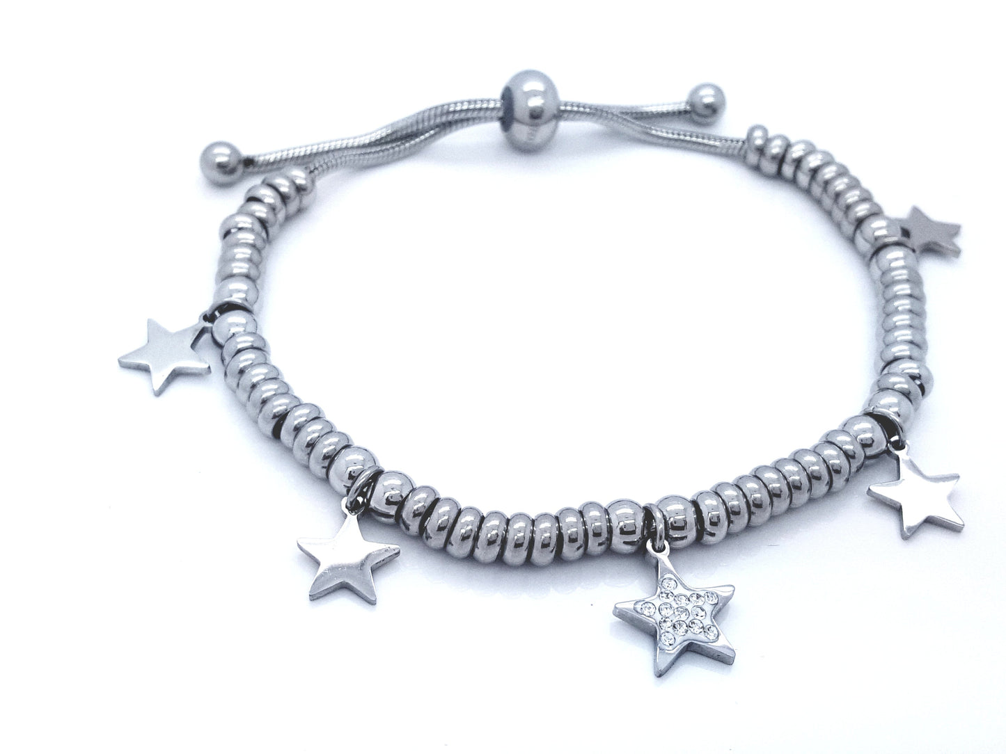 LADIE'S STAINLESS STEEL CHARMS SLIDING BRACELET STAR JEWELLERY BRACELET steelstyle33