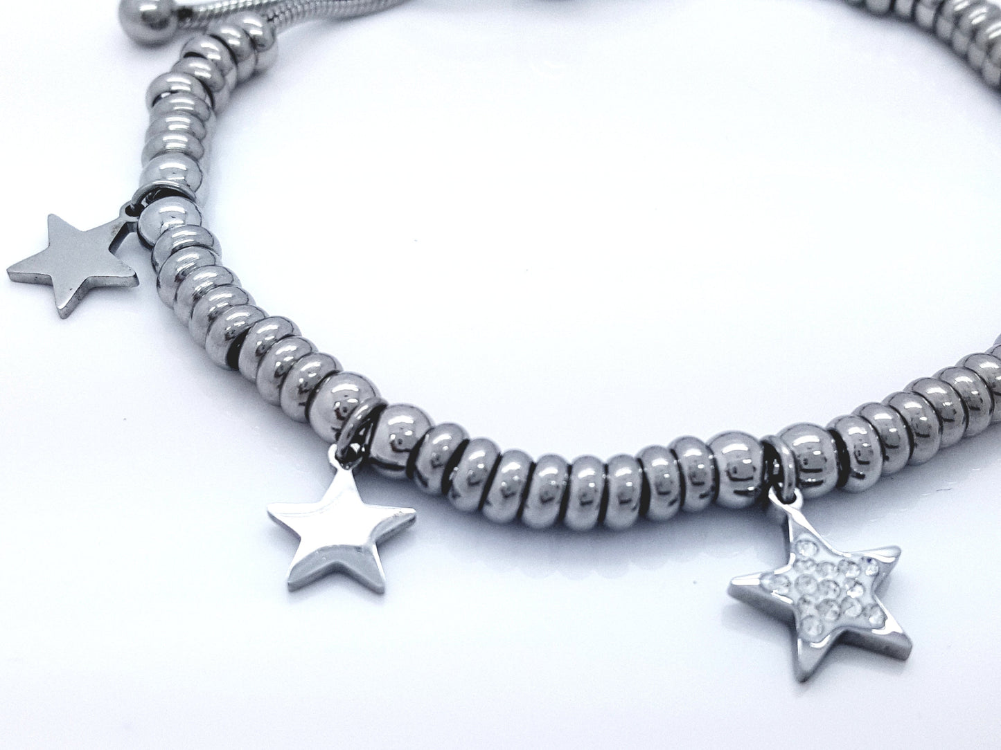 LADIE'S STAINLESS STEEL CHARMS SLIDING BRACELET STAR JEWELLERY BRACELET steelstyle33