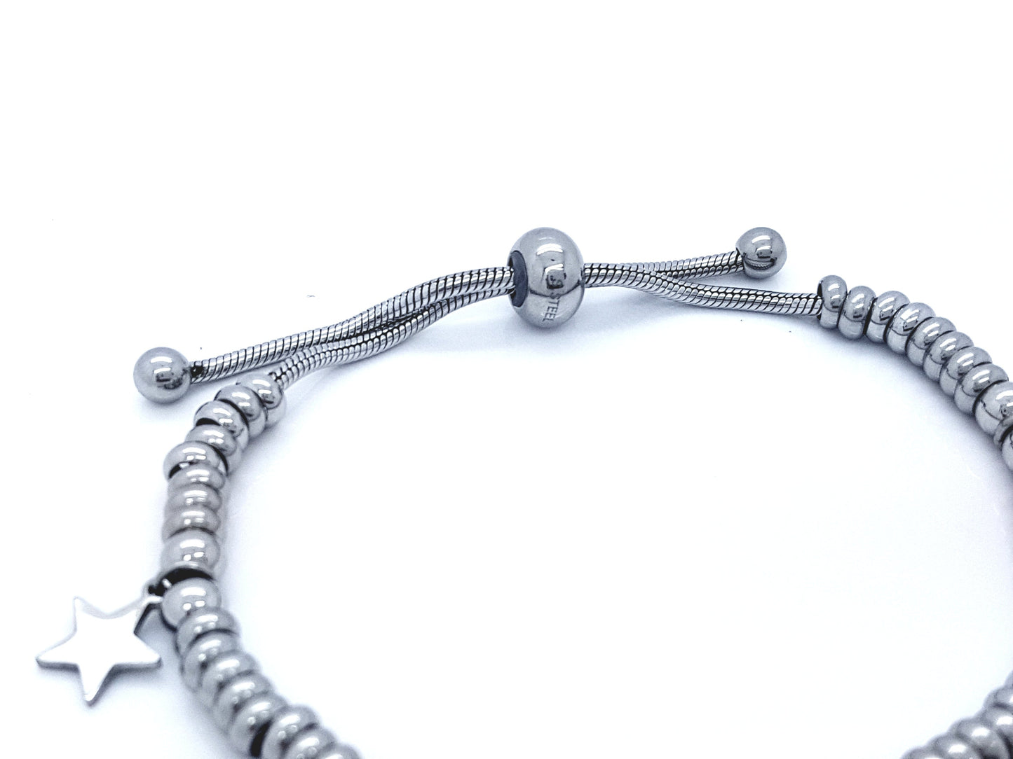 LADIE'S STAINLESS STEEL CHARMS SLIDING BRACELET STAR JEWELLERY BRACELET steelstyle33
