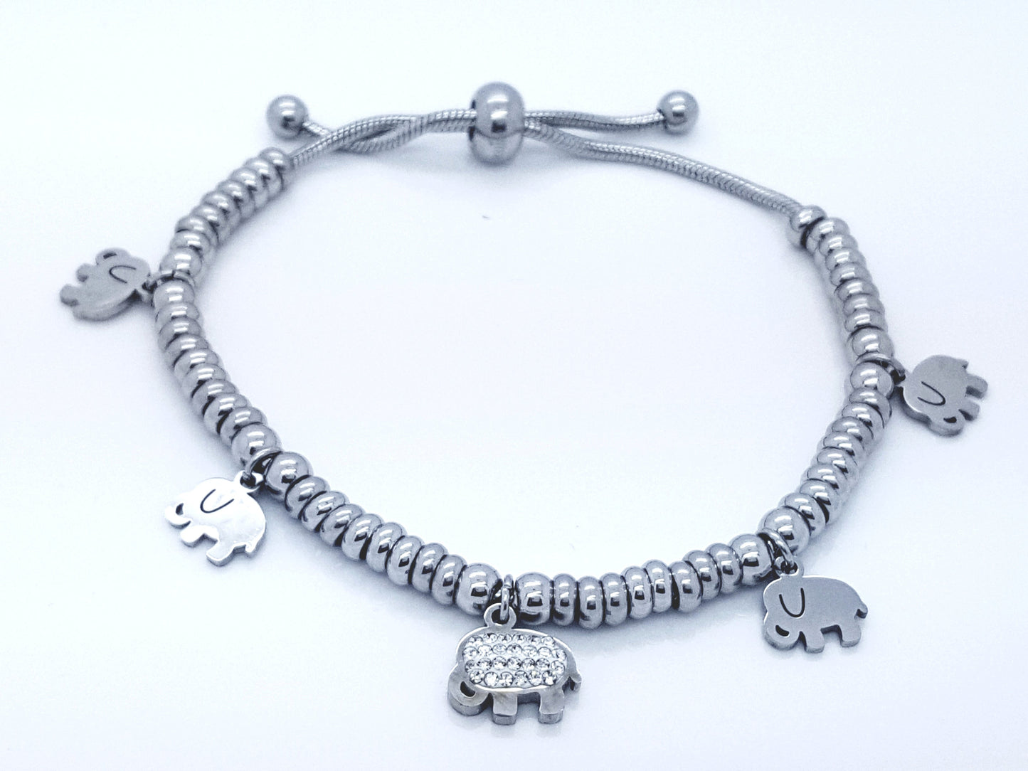 LADIE'S STAINLESS STEEL CHARMS SLIDING BRACELET ELEPHANT JEWELLERY BRACELET steelstyle33