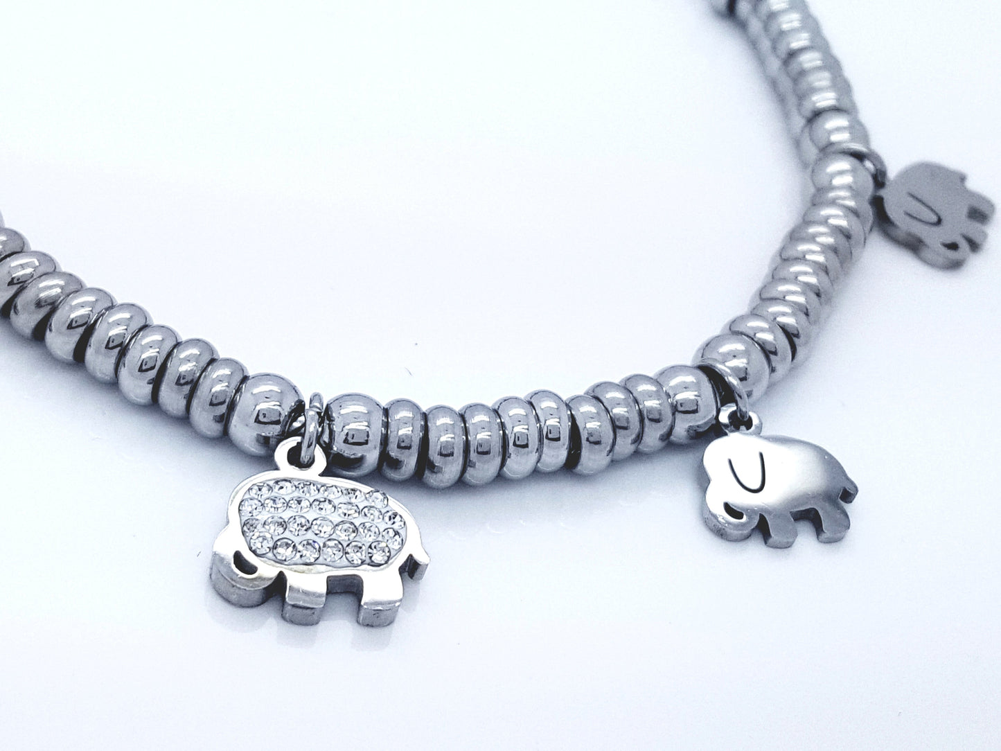 LADIE'S STAINLESS STEEL CHARMS SLIDING BRACELET ELEPHANT JEWELLERY BRACELET steelstyle33