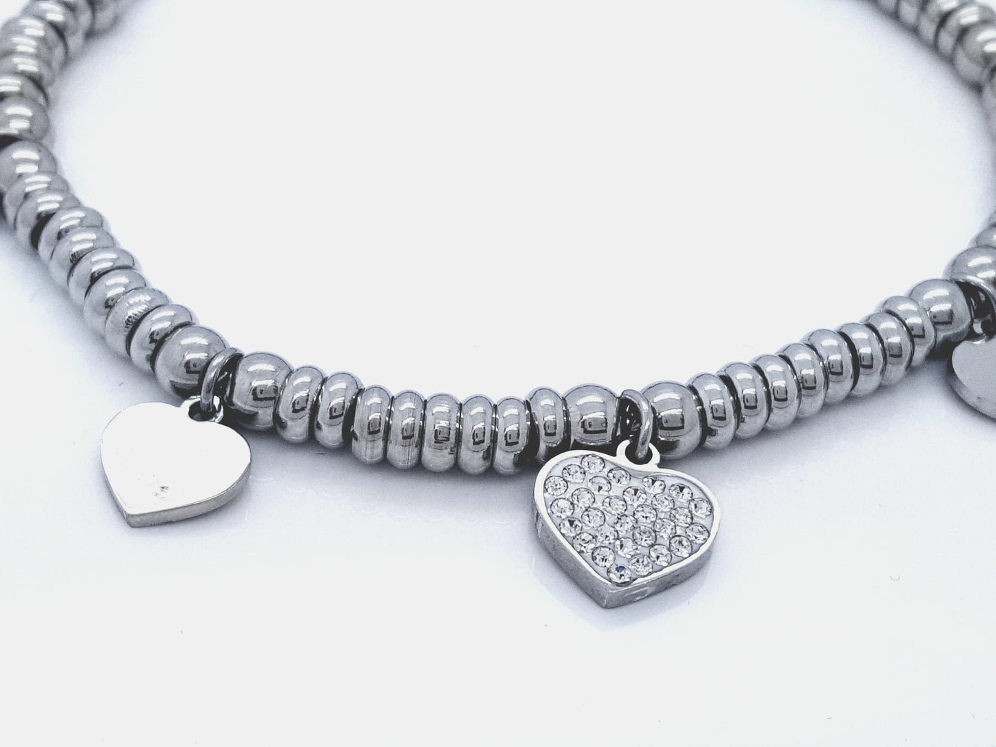 LADIE'S STAINLESS STEEL CHARMS SLIDING BRACELET HEART JEWELLERY BRACELET steelstyle33