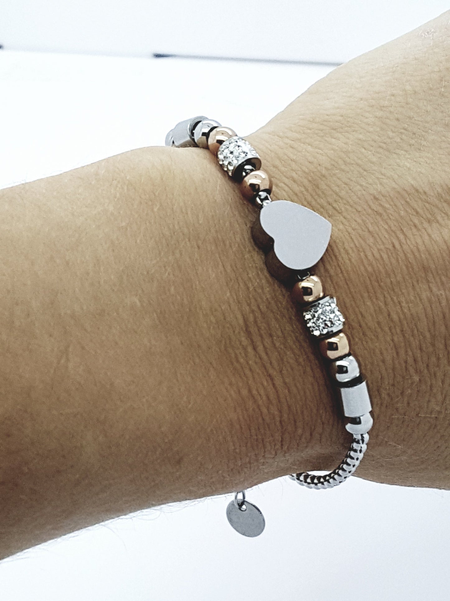 WOMEN'S STAINLESS STEEL HEART JEWELLERY BRACELET SILVER/GOLD steelstyle33