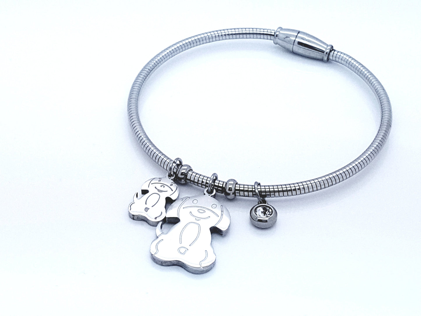 LADIE'S STAINLESS STEEL SILVER KARMA BANGLE BRACELET steelstyle33