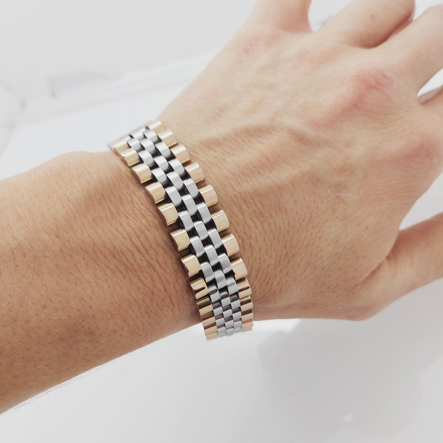 HIGH QUALITY MEN'S WOMEN'S STAINLESS STEEL CLASSIC BRACELET SILVER/GOLD LARGE steelstyle33