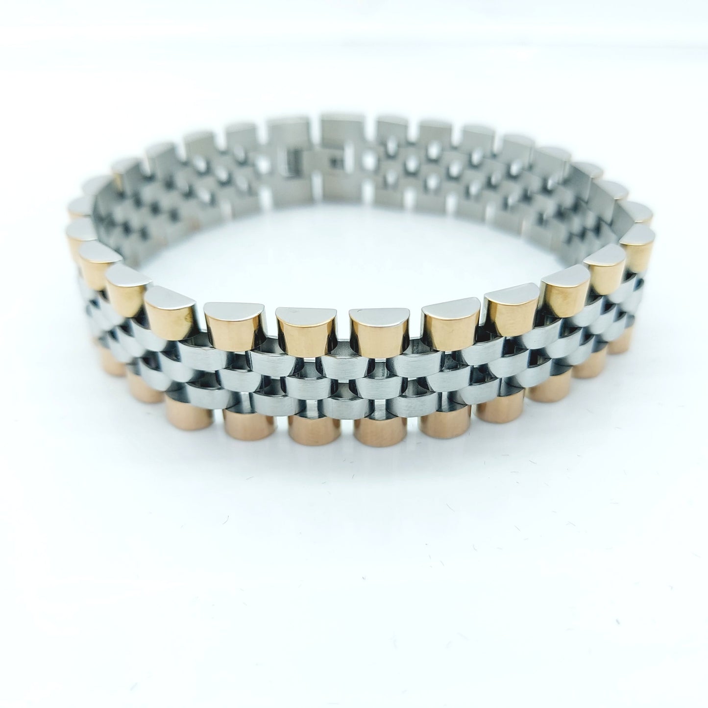 HIGH QUALITY MEN'S WOMEN'S STAINLESS STEEL CLASSIC BRACELET SILVER/GOLD LARGE steelstyle33