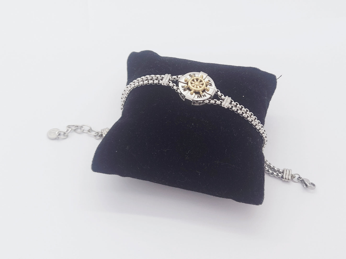 MEN'S WOMEN'S STAINLESS STEEL SILVER/GOLD MARINE BOOT STEERING WHEEL BRACELET steelstyle33