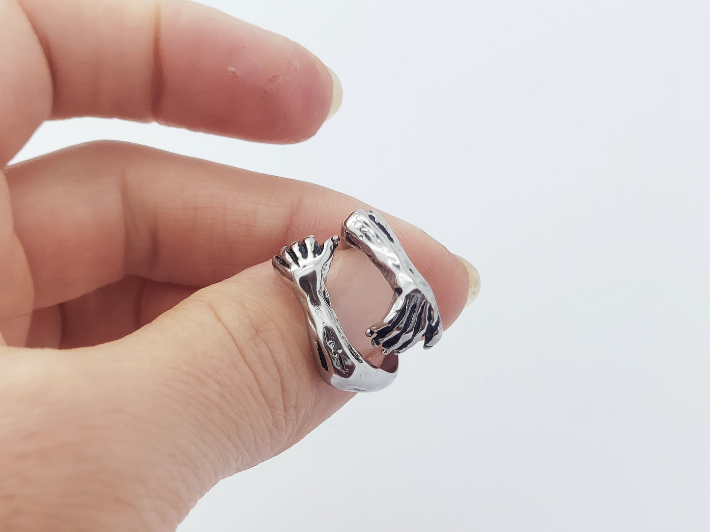 Silver Love Hugging ring stainless steel 316L vintage steelstyle33