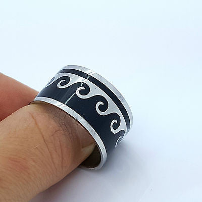 LARGE RING STAINLESS STEEL 316L BLACK&SILVER MEN'S WOMEN'S DESIGN steelstyle33