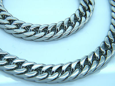 LARGE HEAVY LINK CHAIN STAINLESS STEEL NECKLACE AND BRACELET SET steelstyle33