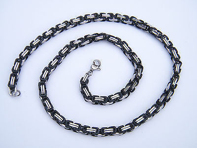 HIGH QUALITY STAINLESS STEEL 316L NECKLACE AND BRACELET SILVER/BLACK SET steelstyle33