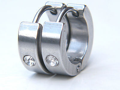 EARRINGS STAINLESS STEEL 316 L CRYSTAL  MENS WOMENS 1 PAIR Steelstyle33