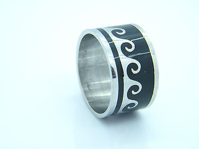 LARGE RING STAINLESS STEEL 316L BLACK&SILVER MEN'S WOMEN'S DESIGN steelstyle33