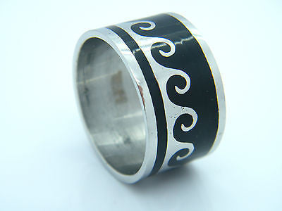 LARGE RING STAINLESS STEEL 316L BLACK&SILVER MEN'S WOMEN'S DESIGN steelstyle33