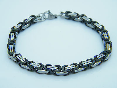 HIGH QUALITY STAINLESS STEEL 316L NECKLACE AND BRACELET SILVER/BLACK SET steelstyle33