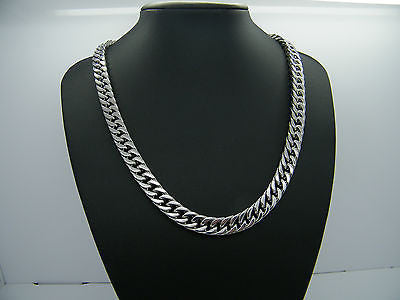 LARGE HEAVY LINK CHAIN STAINLESS STEEL NECKLACE AND BRACELET SET steelstyle33