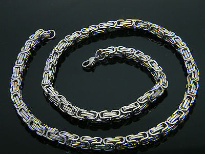 MEN'S SILVER CHUNKY LINK CHAIN BYZANTINE STAINLESS STEEL NECKLACE SET steelstyle33