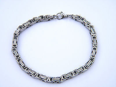 MEN'S SILVER CHUNKY LINK CHAIN BYZANTINE STAINLESS STEEL NECKLACE SET steelstyle33