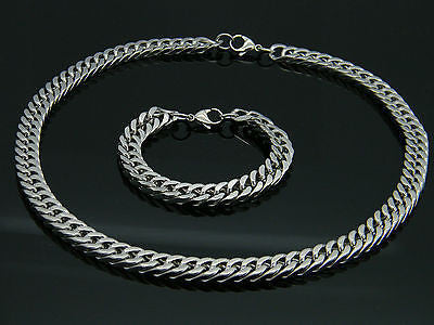 LARGE HEAVY LINK CHAIN STAINLESS STEEL NECKLACE AND BRACELET SET steelstyle33