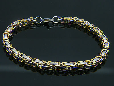 MEN'S WOMEN'S CHUNKY LINK CHAIN BYZANTINE STAINLESS STEEL BRACELET GOLD/SILVER 1 steelstyle33