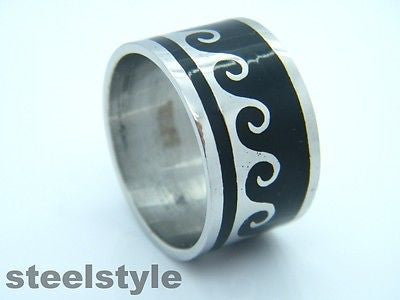 LARGE RING STAINLESS STEEL 316L BLACK&SILVER MEN'S WOMEN'S DESIGN steelstyle33