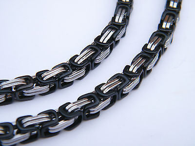 HIGH QUALITY STAINLESS STEEL 316L NECKLACE AND BRACELET SILVER/BLACK SET steelstyle33