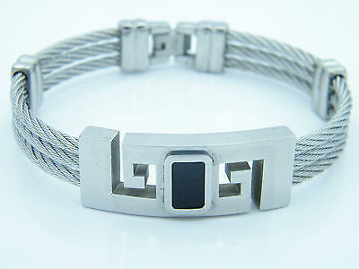 HIGH QUALITY HANDCUFF STAINLESS STEEL  GREEK DESIGN WRISTBAND S3 steelstyle33