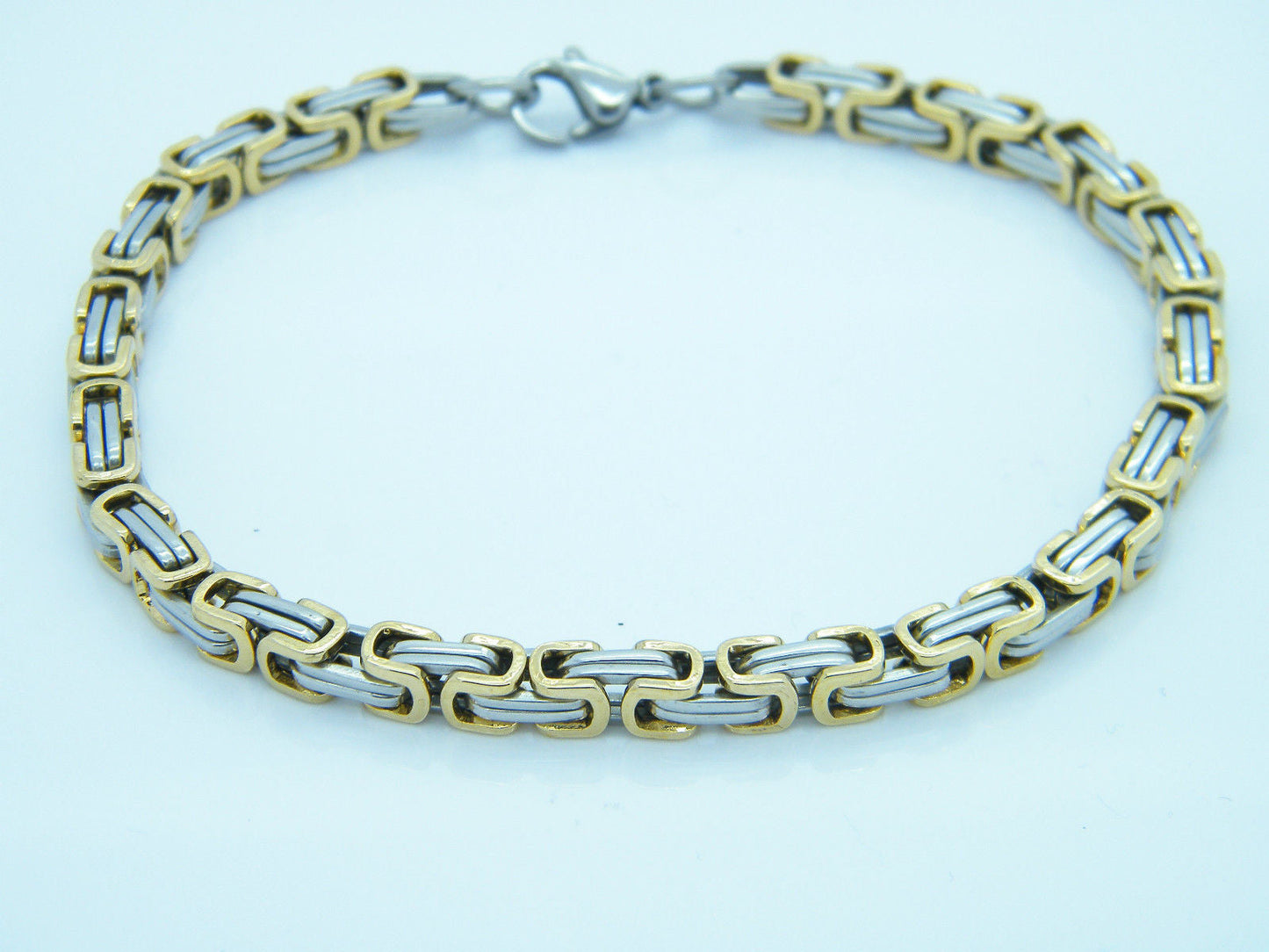 MEN'S SILVER/GOLD CHUNKY LINK CHAIN BYZANTINE STAINLESS STEEL NECKLACE SET steelstyle33