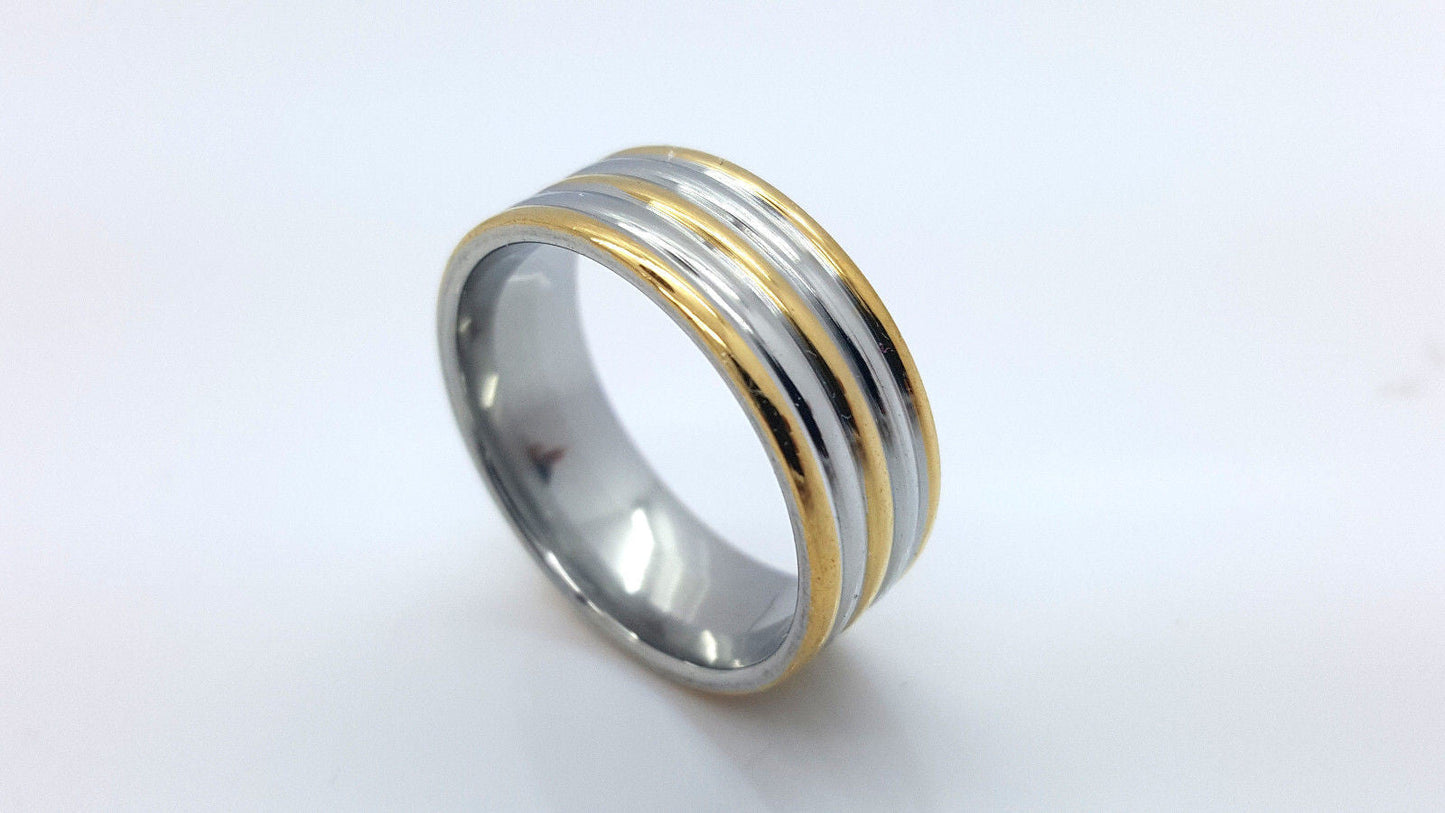 RING STAINLESS STEEL 316L POLISHED SILVER&GOLD  MEN'S WOMEN'S steelstyle33