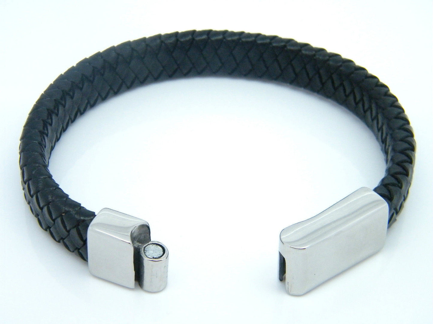 HIGH QUALITY LEATHER BRACELET BRAIDED 8.5 INCHES MEN'S WOMENS JEWELLERY BRACELET steelstyle33