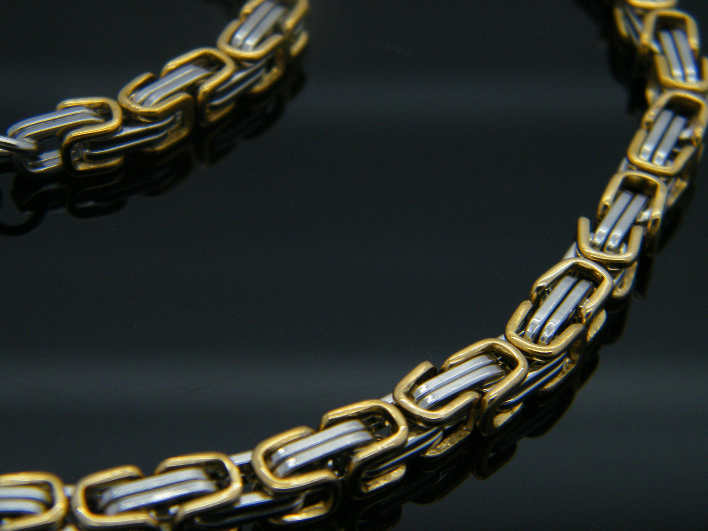 MEN'S SILVER/GOLD CHUNKY LINK CHAIN BYZANTINE STAINLESS STEEL NECKLACE SET steelstyle33