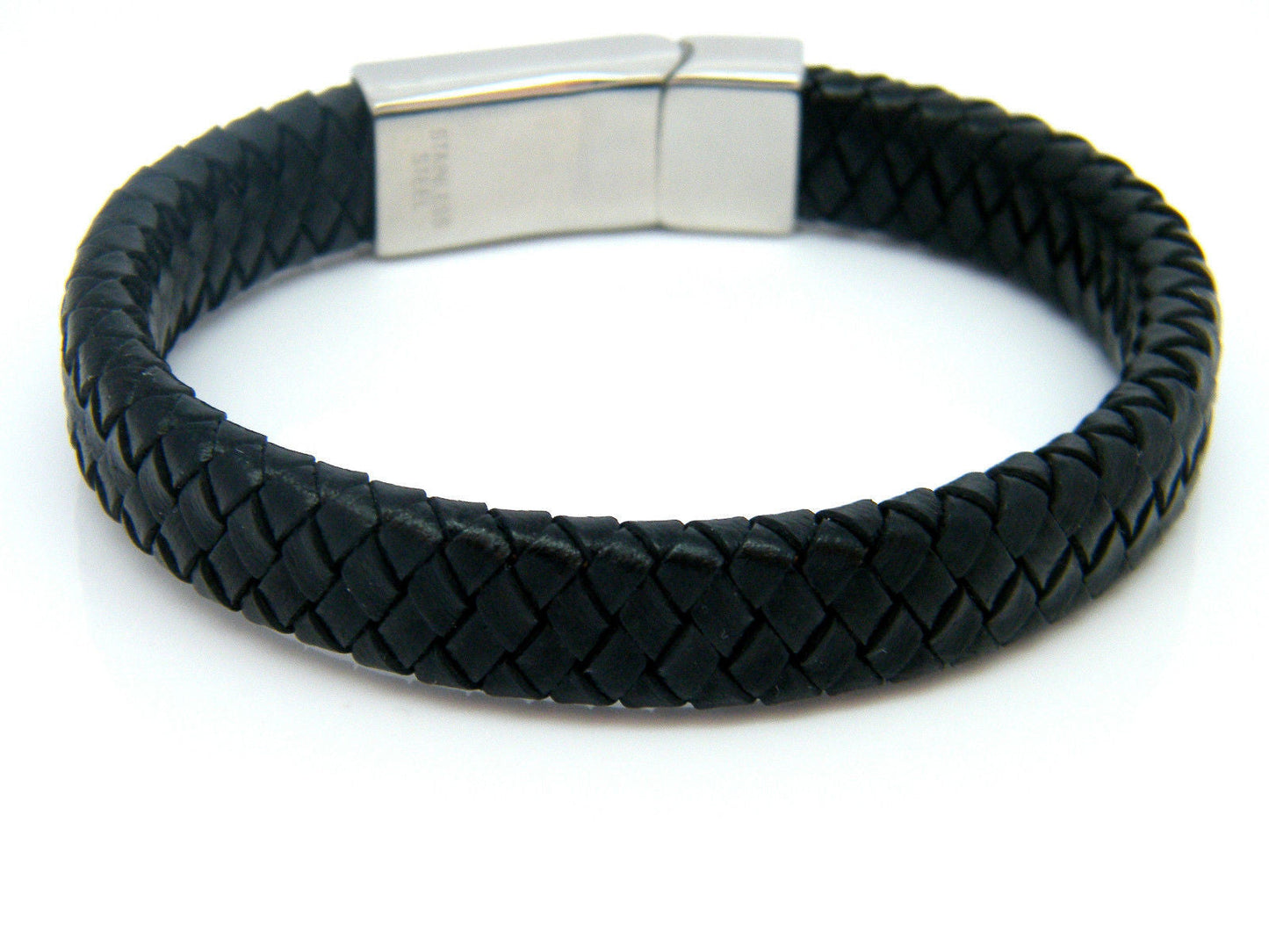HIGH QUALITY LEATHER BRACELET BRAIDED 8.5 INCHES MEN'S WOMENS JEWELLERY BRACELET steelstyle33