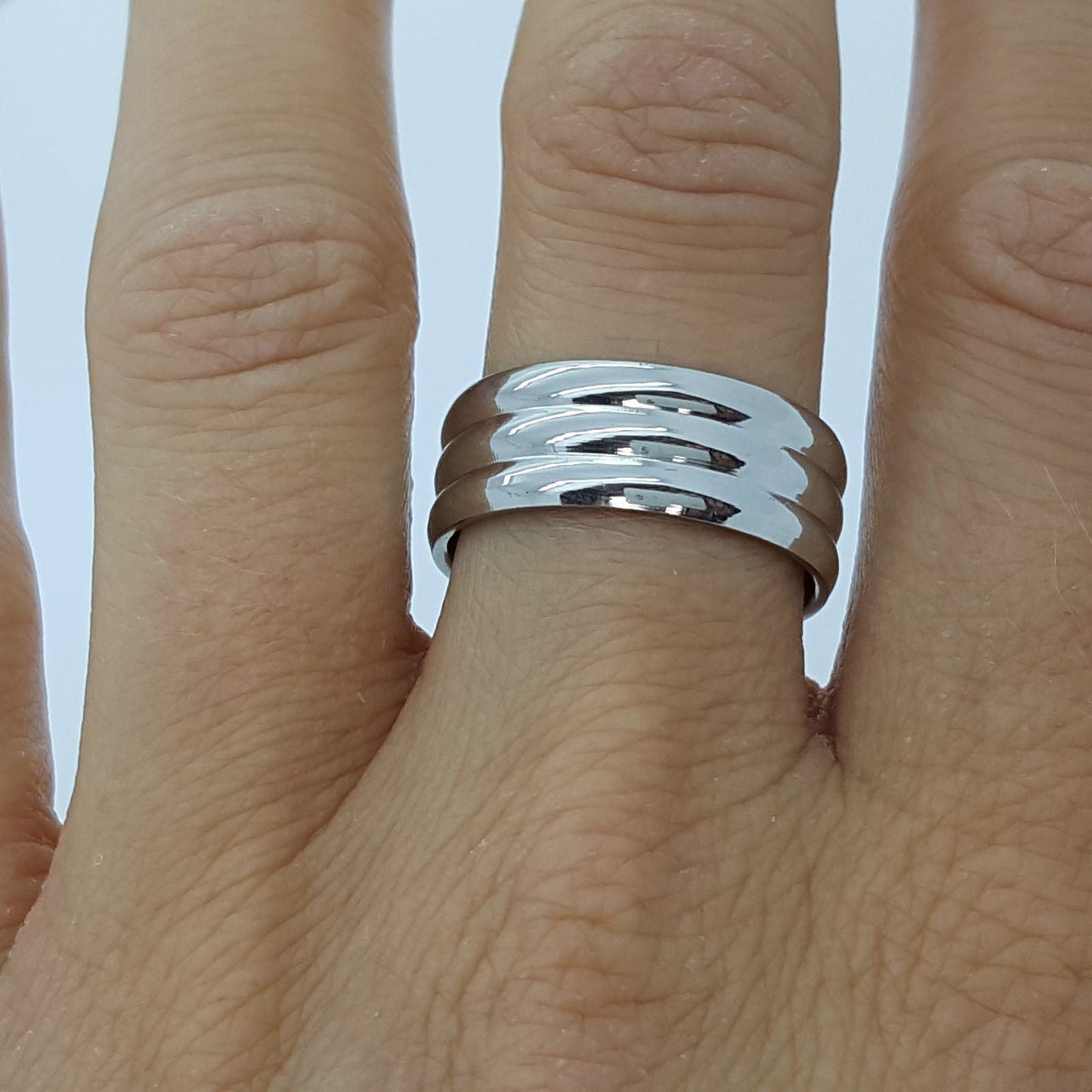 RING BAND HIGH POLISH STAINLESS STEEL 316L WOMEN'S MEN'S DESIGN steelstyle33