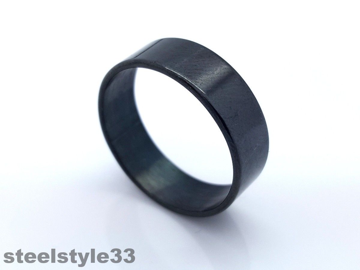 BLACK RING STAINLESS STEEL 316L 7MM MEN'S WOMEN'S Steelstyle33