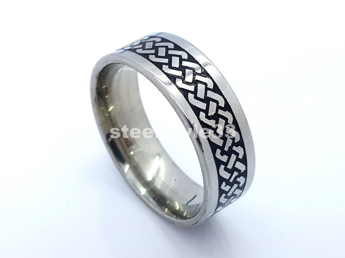 RING BAND STAINLESS STEEL 316L BRAIDED DESIGN 8MM MEN'S WOMEN'S Unbranded