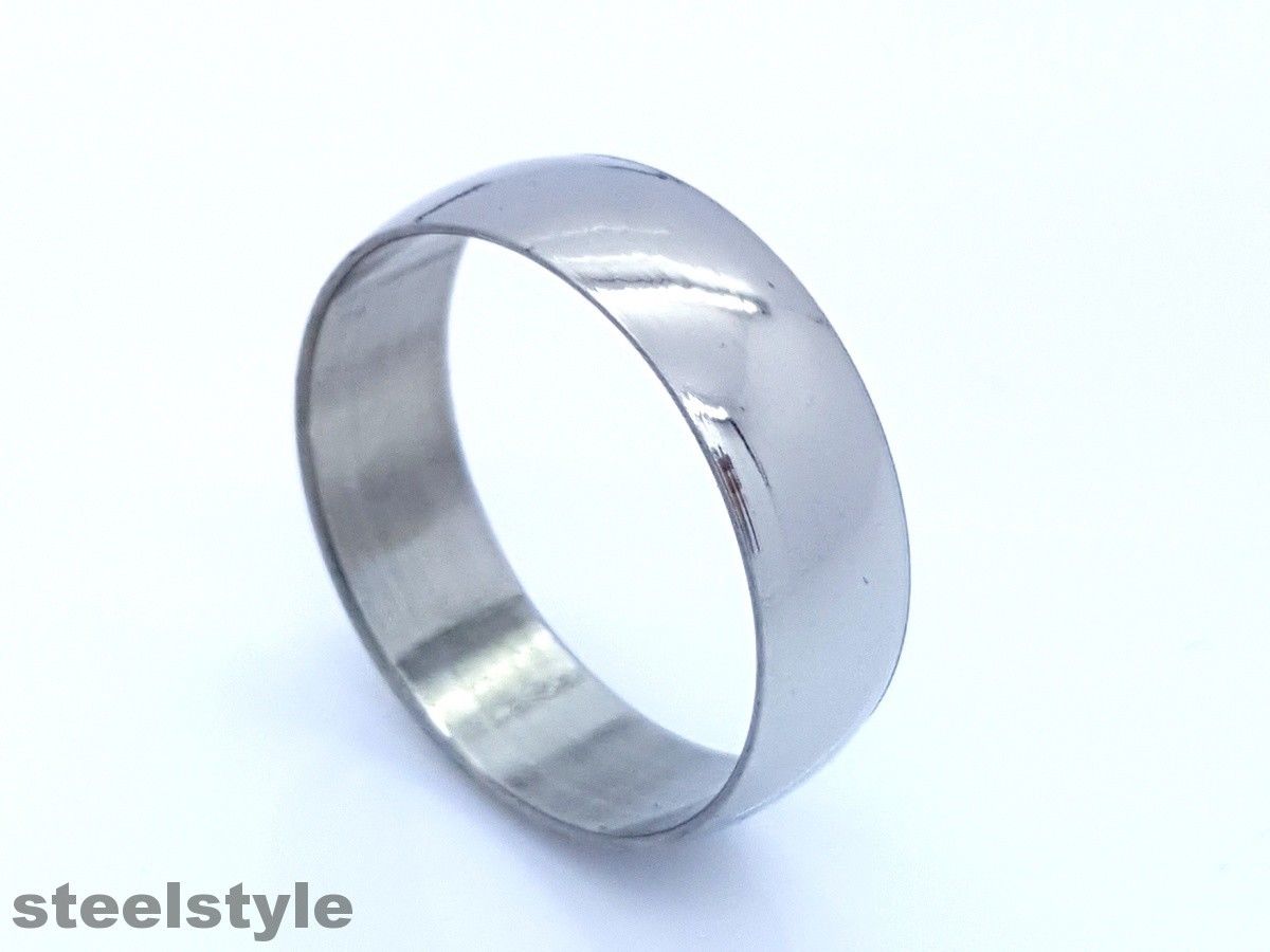 RING BAND HIGH POLISH STAINLESS STEEL 316L WOMEN'S MEN'S DESIGN 6MM LARGE 01 Unbranded
