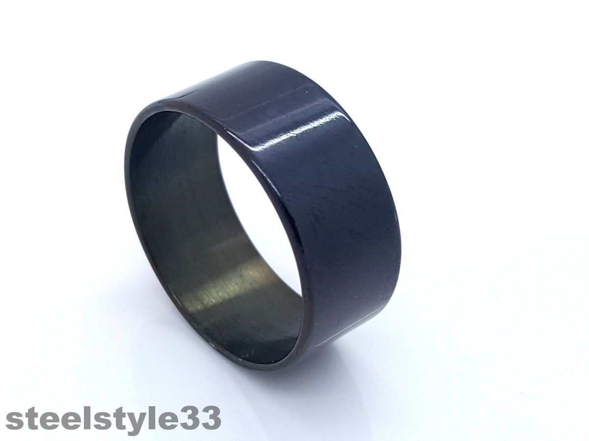 BLACK RING STAINLESS STEEL 316L 10MM MEN'S WOMEN'S Steelstyle33