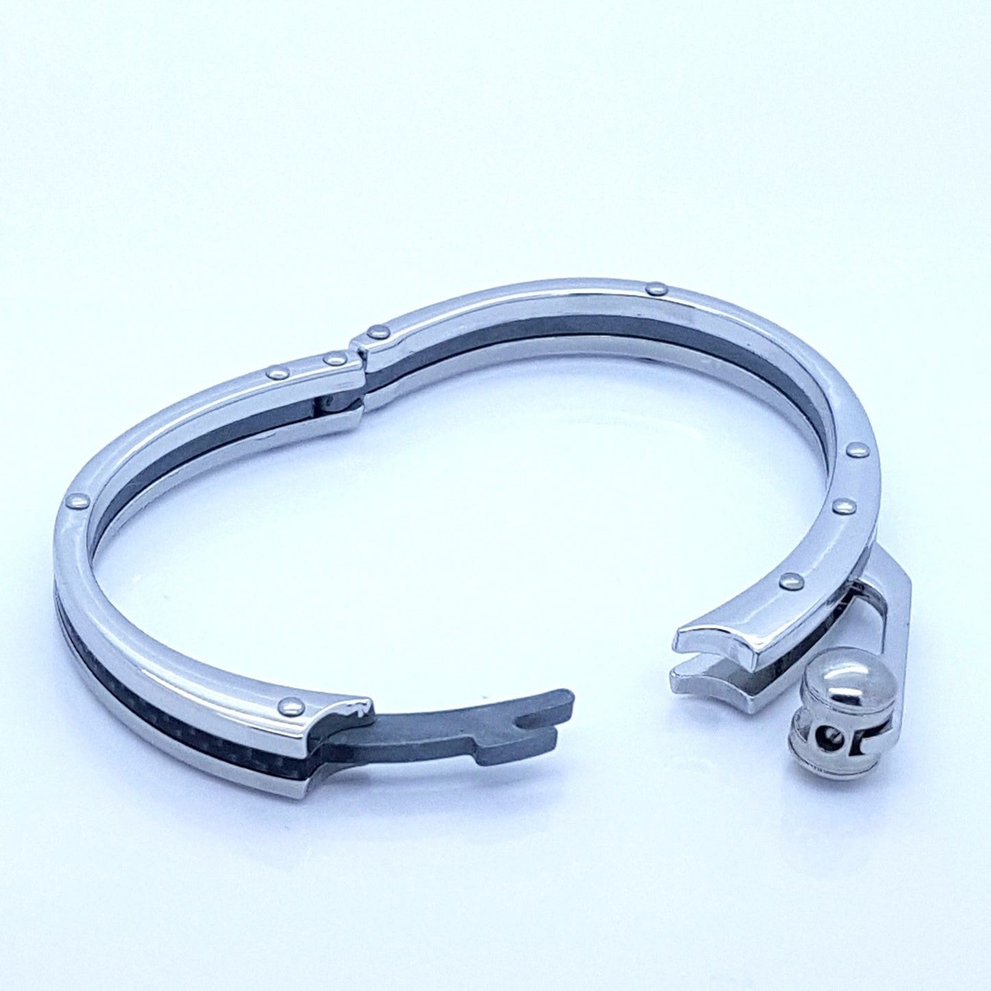 HANDCUFF STAINLESS STEEL WRISTBAND MEN'S JEWELLERY BRACELET GRAY/BLACK COLOUR steelstyle33