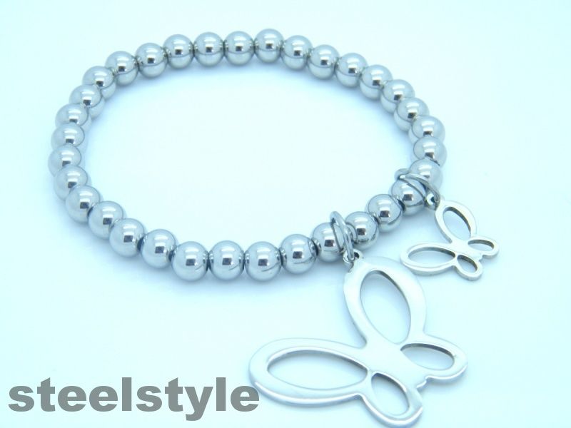 HIGH QUALITY WOMEN'S SILVER CHAIN BRACELET WITH BUTTERFLY CHARM Steelstyle33