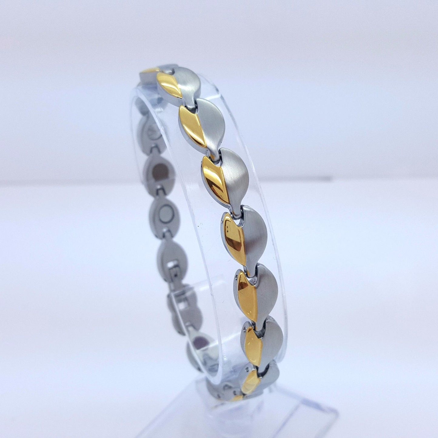 LADIE'S ELEGANT BIO MAGNETIC BRACELET STAINLESS STEEL 5 in 1 SILVER/GOLD W515 Unbranded